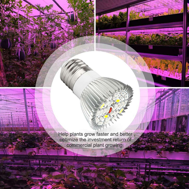 Deago Grow Light Bulbs Full Spectrum Plant Growing Lamp E27 Base